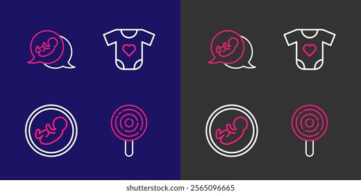 Set line Lollipop, Baby, clothes and  icon. Vector