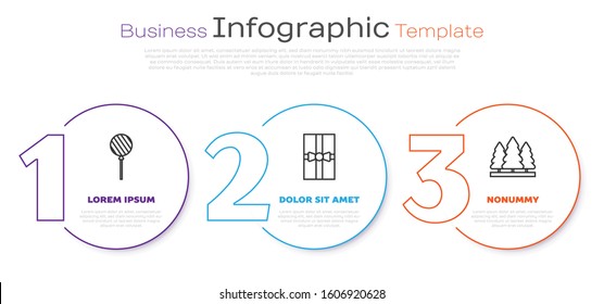 Set line Lollipop, Gift box and Christmas trees. Business infographic template. Vector