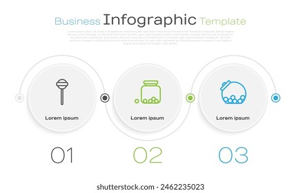 Set line Lollipop, Glass jar with candies inside and . Business infographic template. Vector