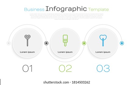 Set line Lollipop, Ice cream and . Business infographic template. Vector