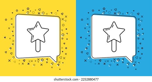 Set line Lollipop icon isolated on yellow and blue background. Candy sign. Food, delicious symbol.  Vector