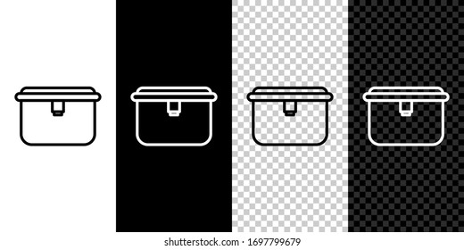 Set line Lunch box icon isolated on black and white background. Vector Illustration