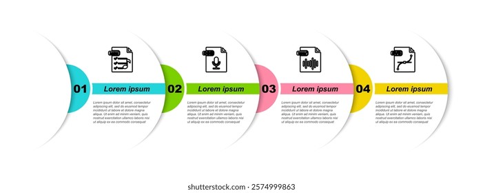 Set line M3U file document, OGG, WAV. Business infographic template. Vector