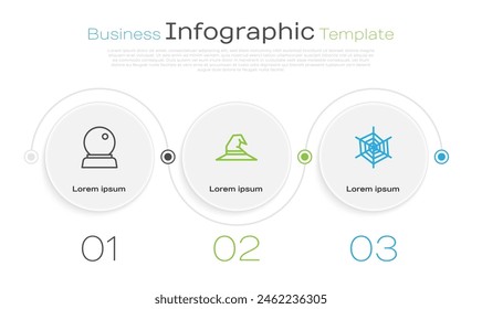 Set line Magic Ball, Hexenhut und Spider Web. In: Business Infographic Vorlage. Vektorgrafik