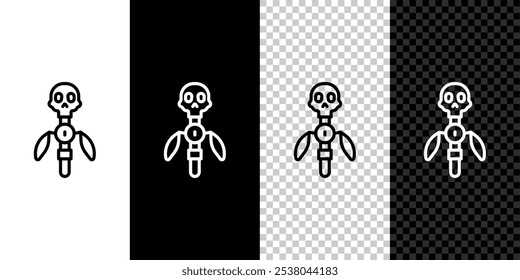 Icono del personal mágico aislado en blanco y negro, fondo transparente. Varita mágica, cetro, palo, varilla.  Vector