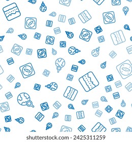 Set line Magnifying glass with globe, Soil ground layers and Compass on seamless pattern. Vector