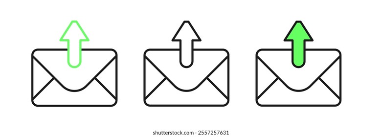 Set line Mail and e-mail icon isolated on white background. Envelope symbol e-mail. Email message sign.  Vector