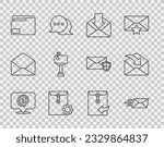 Set line Mail and e-mail on speech bubble, Express envelope, Envelope, setting, Document folder, box,  and  icon. Vector