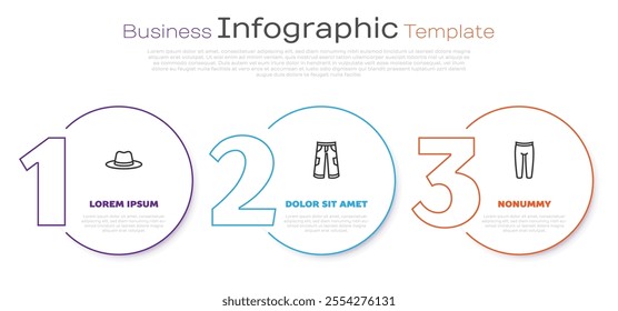 Set line Man hat, Pants and Leggings. Business infographic template. Vector