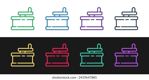Set line Manual grinder icon isolated on black and white background.  Vector Illustration