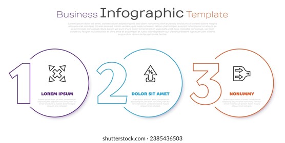 Set line Many ways directional arrow, Percent up and Arrow. Business infographic template. Vector