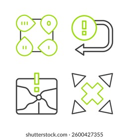 Set line Many ways directional arrow, Intersection point, Arrow and Infographic element icon. Vector