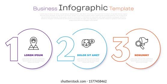 Set line Map pointer with veterinary medicine hospital, Veterinary clinic symbol and Veterinary clinic symbol. Business infographic template. Vector