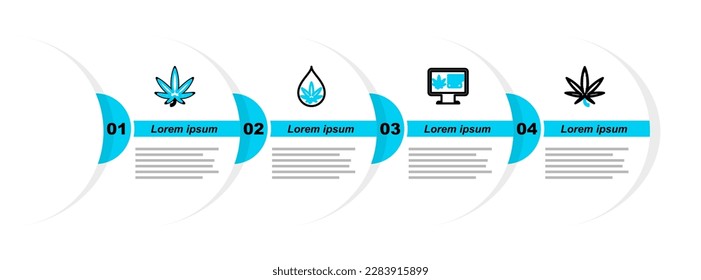 Set line Marijuana or cannabis leaf, Online buying marijuana, oil and  icon. Vector