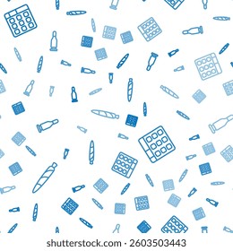Set line Marijuana joint, spliff, Drum machine music and Bullet on seamless pattern. Vector