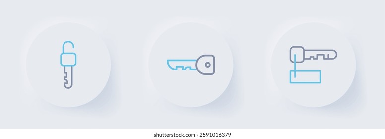 Set line Marked key, Key and Unlocked icon. Vector