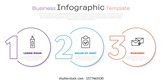 Set line Marker pen, Completed task and Envelope. Business infographic template. Vector