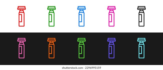 Set line Marker pen icon isolated on black and white background.  Vector