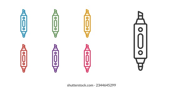 Set line Marker pen icon isolated on white background. Set icons colorful. Vector