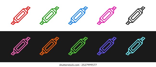 Establecer línea icono de la pluma del marcador aislado en el fondo blanco y negro.  Vector