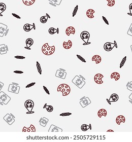 Set line Marker pen, Paint spray,  and Palette on seamless pattern. Vector