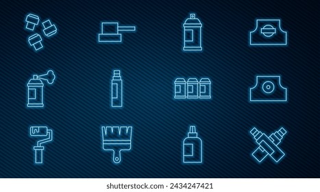 Set line Marker pen, Spray can nozzle cap, Paint spray, attachment,  and  icon. Vector