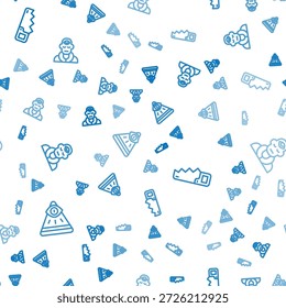 Set line Masons, Hand saw and Wizard warlock on seamless pattern. Vector