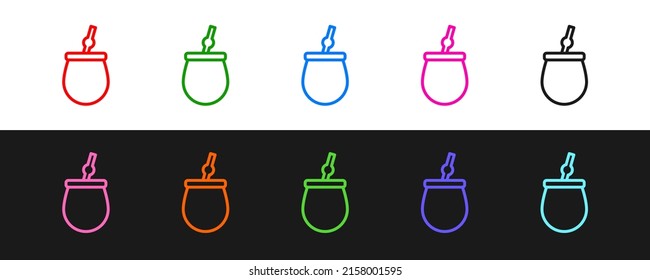 Set line Mate tea icon isolated on black and white background.  Vector