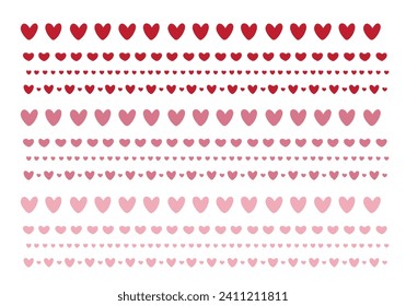 A set of line materials arranged with hand-drawn hearts