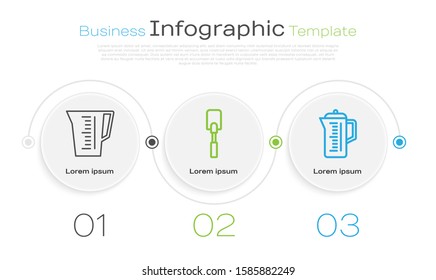 Set line Measuring cup, Spatula  and Teapot . Business infographic template. Vector