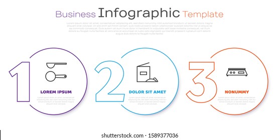 Set line Measuring spoon , Flour pack  and Electronic scales . Business infographic template. Vector