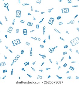 Set line Meatballs on wooden stick, Lollipop and Soda can with straw on seamless pattern. Vector