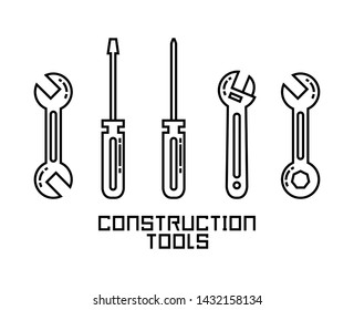 set of line mechanical equipment to work industry vector editable