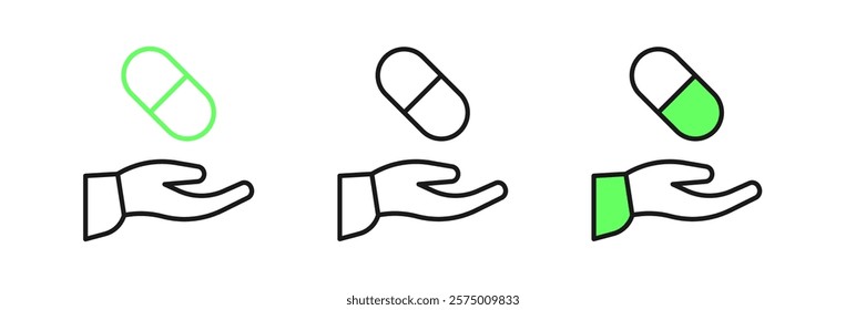 Set line Medical prescription icon isolated on white background. Rx form. Recipe medical. Pharmacy or medicine symbol.  Vector