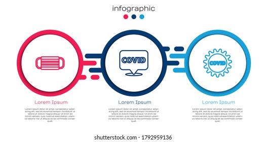 Set line Medical protective mask, Corona virus covid-19 on location and . Business infographic template. Vector