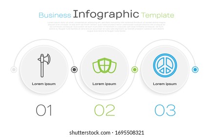 Establezca la línea de axila medieval, Escudo y Paz. Plantilla de infografía empresarial. Vector
