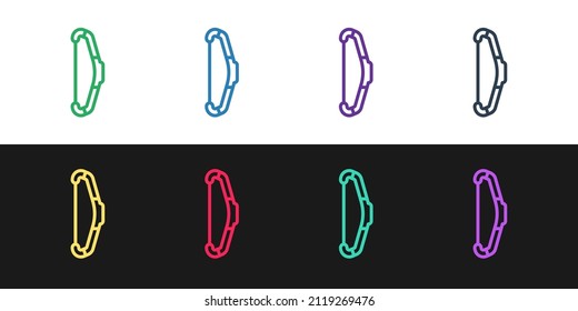 Fijar la línea Icono de arco medieval aislado en fondo blanco y negro. arma medieval.  Vector