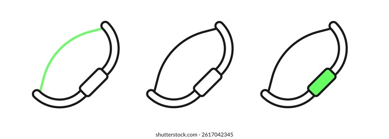 Set line Medieval bow icon isolated on white background. Medieval weapon.  Vector