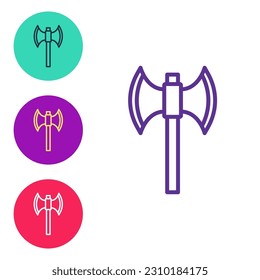 Fijar la línea Icono de polo medieval aislado en fondo blanco. Indique los iconos en colores. Vector