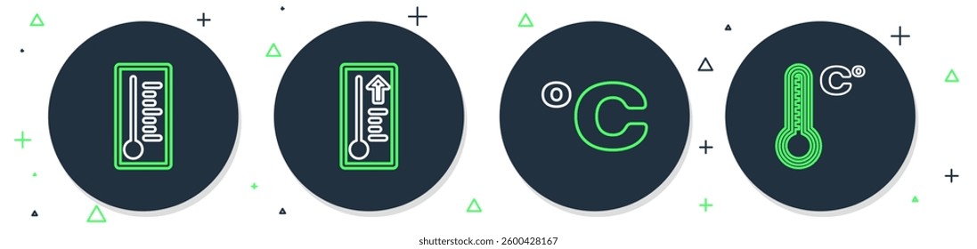 Set line Meteorology thermometer, Celsius,  and  icon. Vector