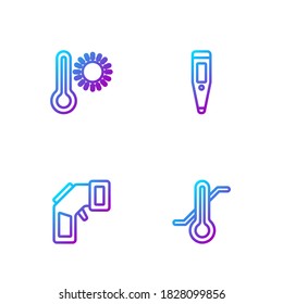 Set line Meteorology thermometer, Digital und . Farbsymbole. Vektorgrafik