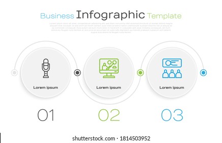 Set line Microphone, Online education and Training, presentation. Business infographic template. Vector