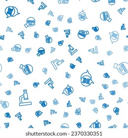 Set line Microscope, DNA symbol and GMO on seamless pattern. Vector