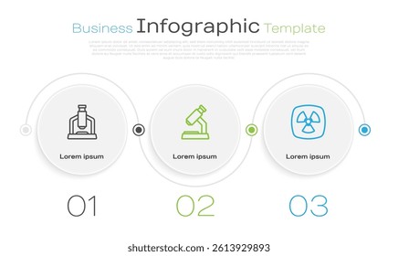 Set line Microscope,  and Radioactive. Business infographic template. Vector