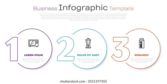 Set line Microwave oven, Blender and Paper package for milk. Business infographic template. Vector