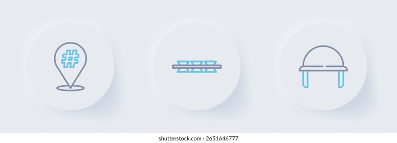 Set line Military helmet, Barbed wire and Protest icon. Vector