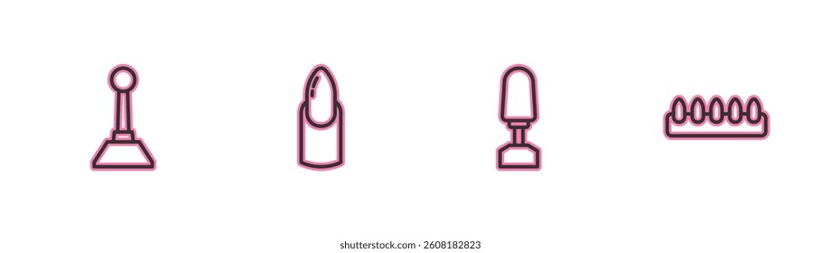 Set line Milling cutter for manicure, , Nail and False nails icon. Vector