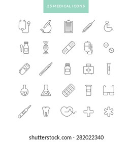 set of  line minimalistic medical icons