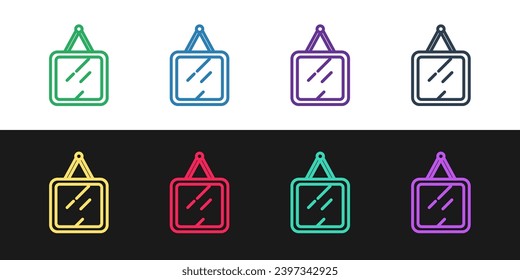 Set line Mirror icon isolated on black and white background.  Vector