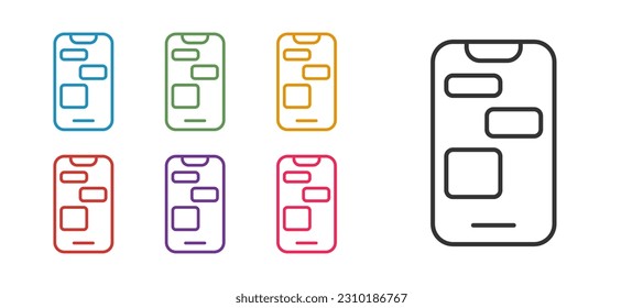 Set line Mobile 24 hours support icon isolated on white background. All-day customer support call-center. Full time call services. Set icons colorful. Vector